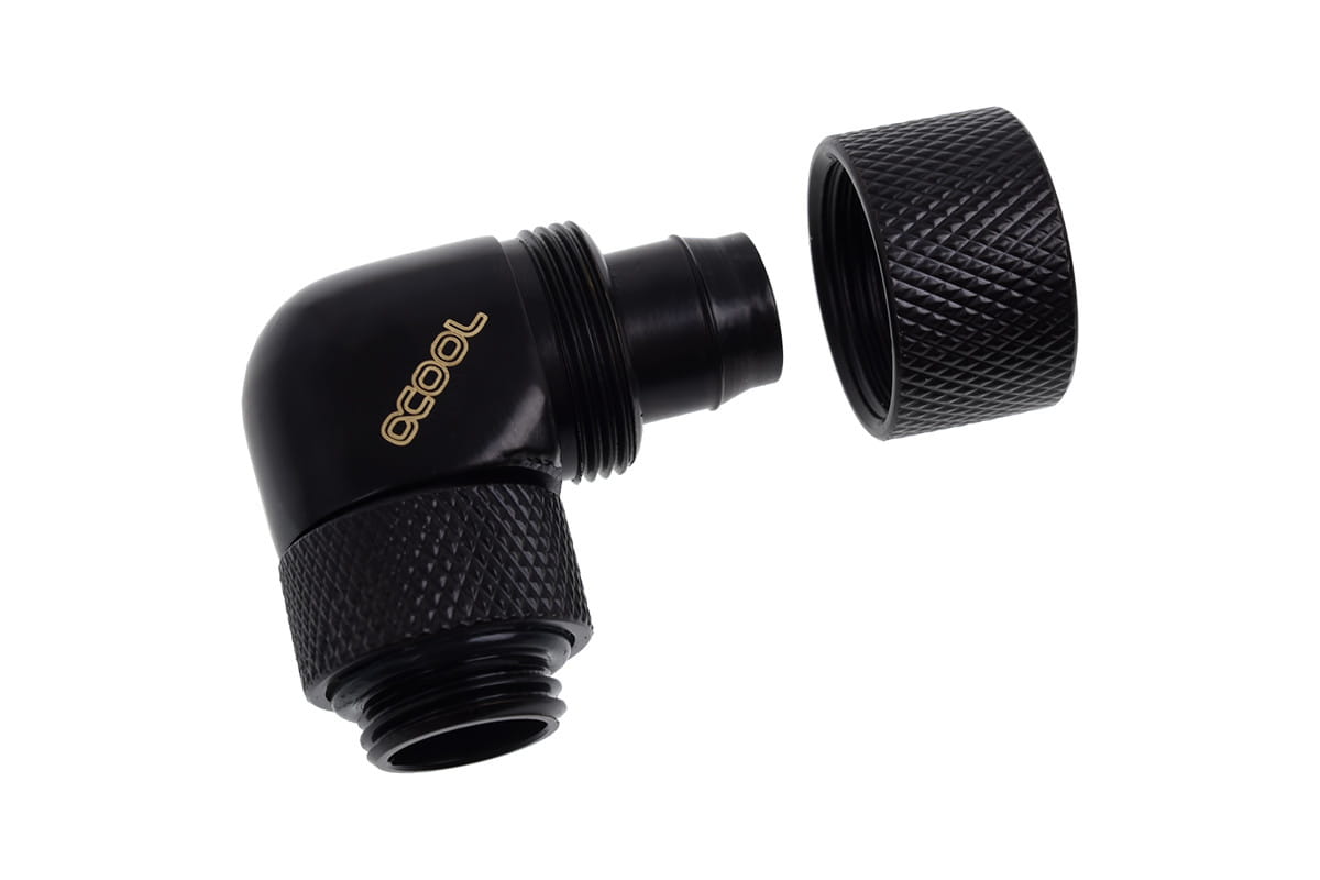Alphacool Eiszapfen 13/10mm Compression Fitting 90degree Rotary G1/4 - Deep Black