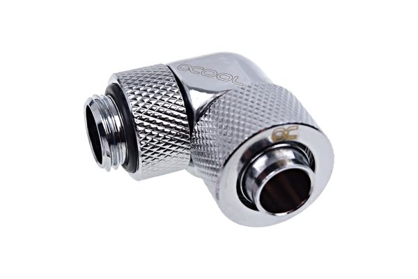 Alphacool Eiszapfen 13/10mm Compression Fitting 90degree Rotary G1/4 – Chrome