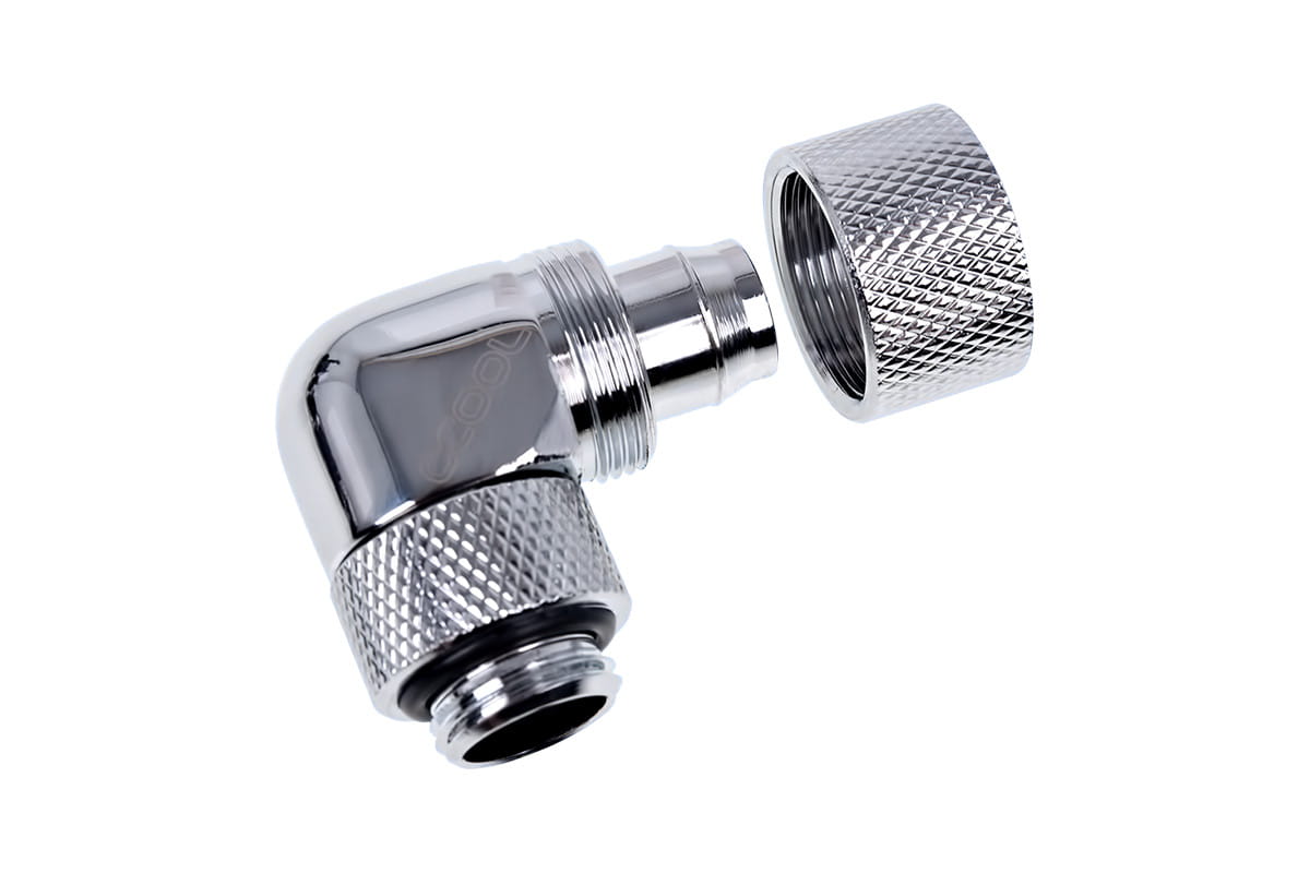 Alphacool Eiszapfen 13/10mm Compression Fitting 90degree Rotary G1/4 - Chrome
