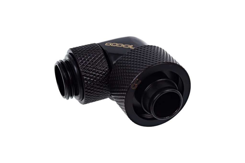 Alphacool Eiszapfen 16/10mm Compression Fitting 90degree Rotary G1/4 - Deep Black