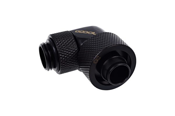 Alphacool Eiszapfen 16/10mm Compression Fitting 90degree Rotary G1/4 – Deep Black