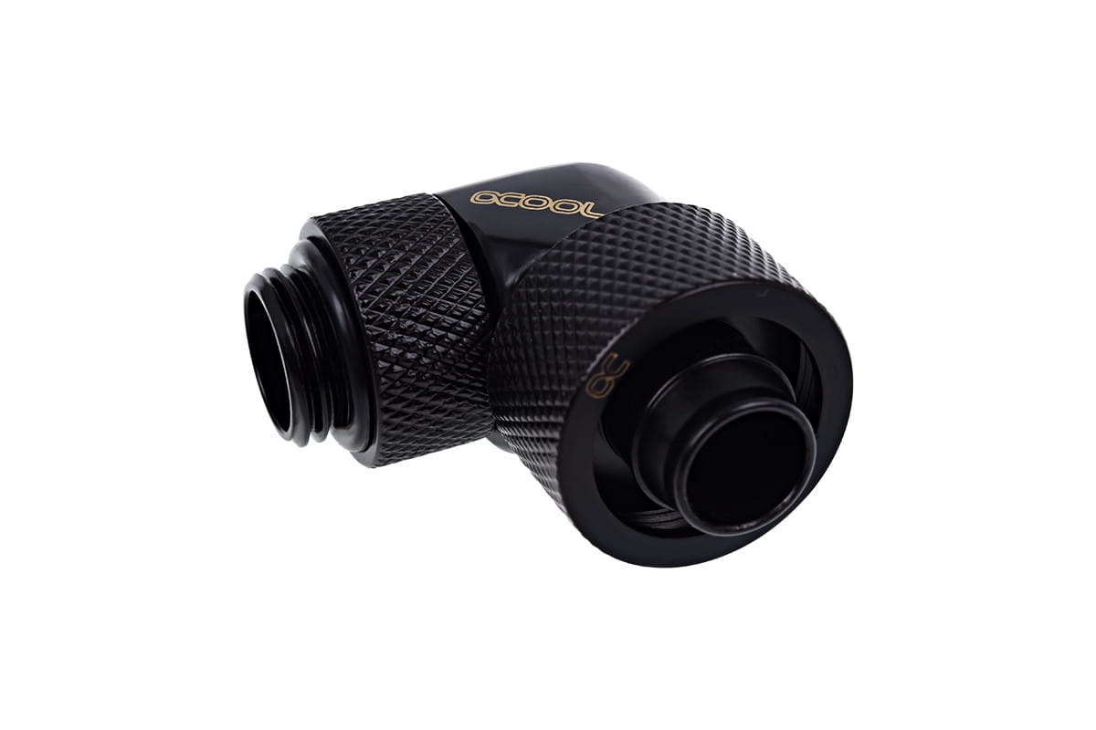 Alphacool Eiszapfen 16/10mm Compression Fitting 90degree Rotary G1/4 - Deep Black