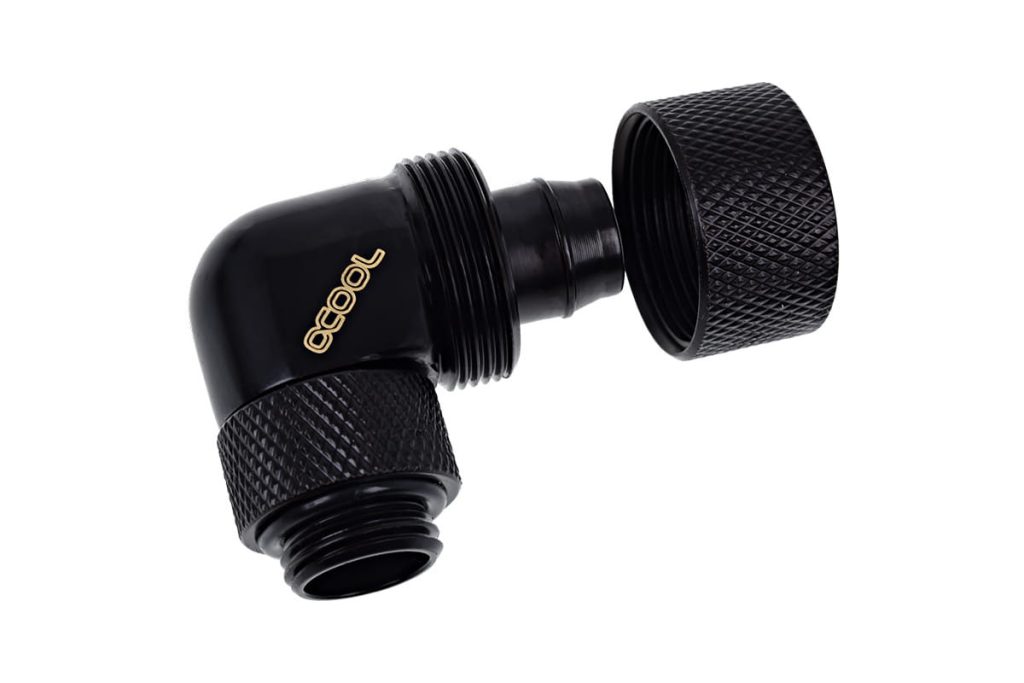 Alphacool Eiszapfen 16/10mm Compression Fitting 90degree Rotary G1/4 - Deep Black