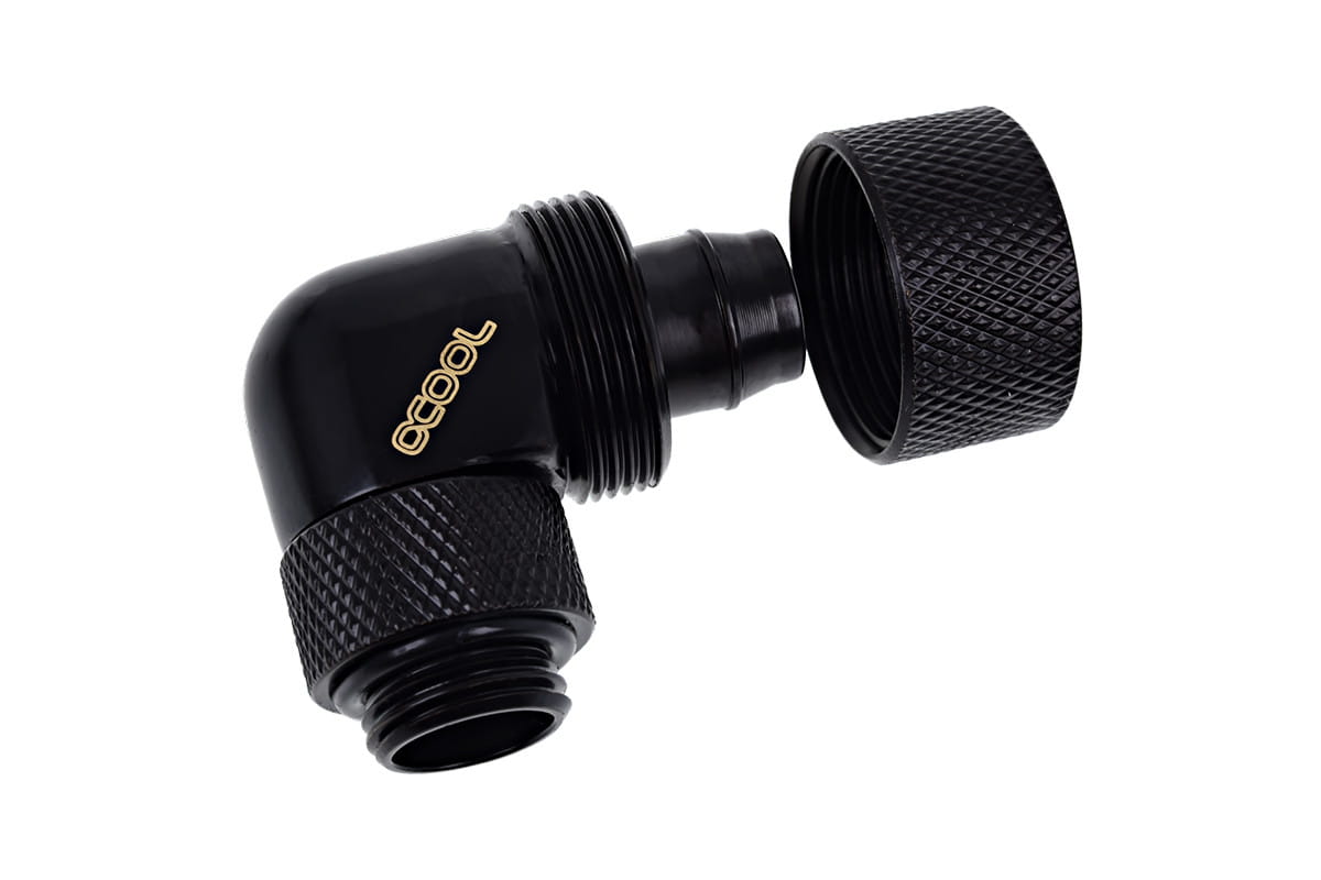 Alphacool Eiszapfen 16/10mm Compression Fitting 90degree Rotary G1/4 - Deep Black