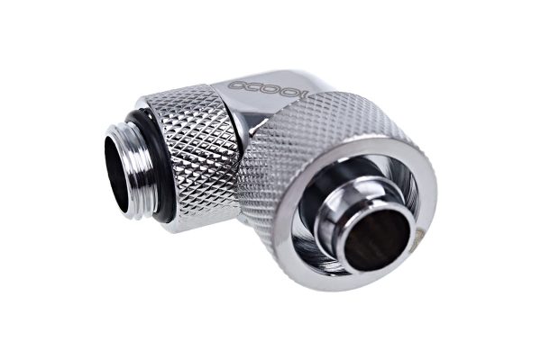Alphacool Eiszapfen 16/10mm Compression Fitting 90degree Rotary G1/4 – Chrome