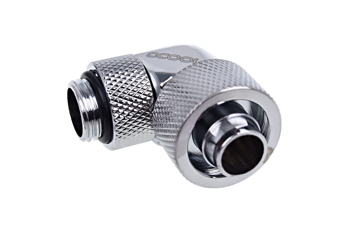Alphacool Eiszapfen 16/10mm Compression Fitting 90degree Rotary G1/4 - Chrome