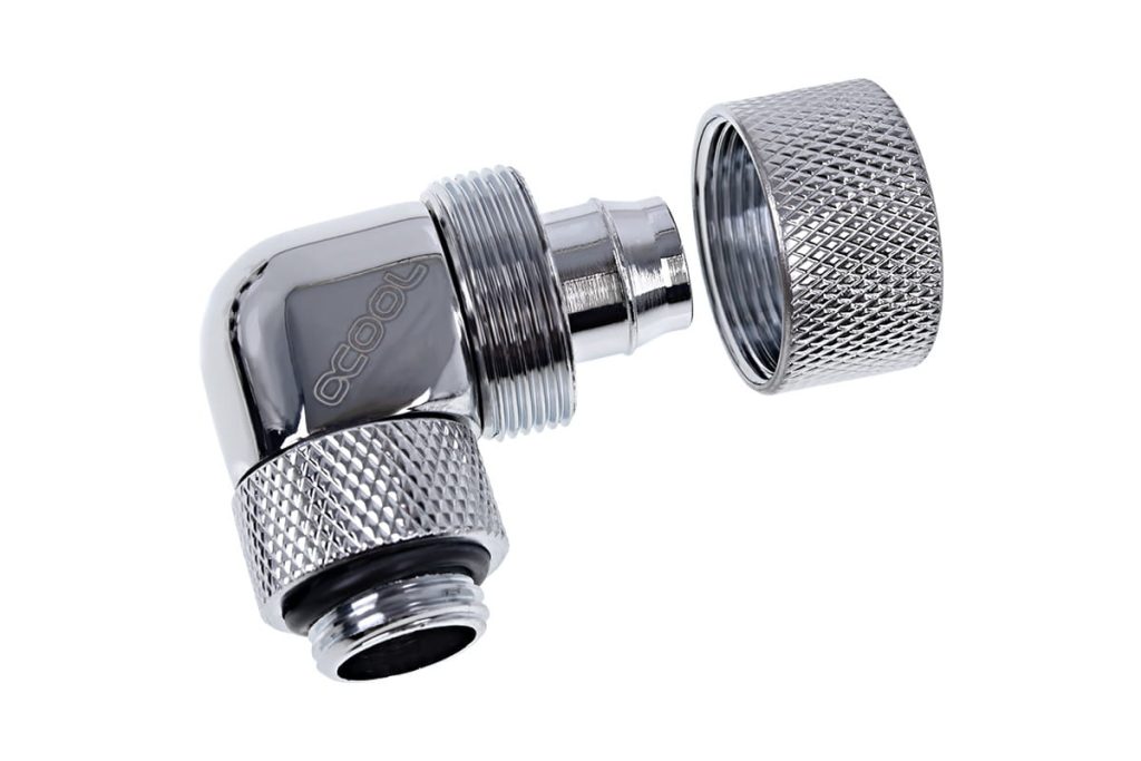 Alphacool Eiszapfen 16/10mm Compression Fitting 90degree Rotary G1/4 - Chrome