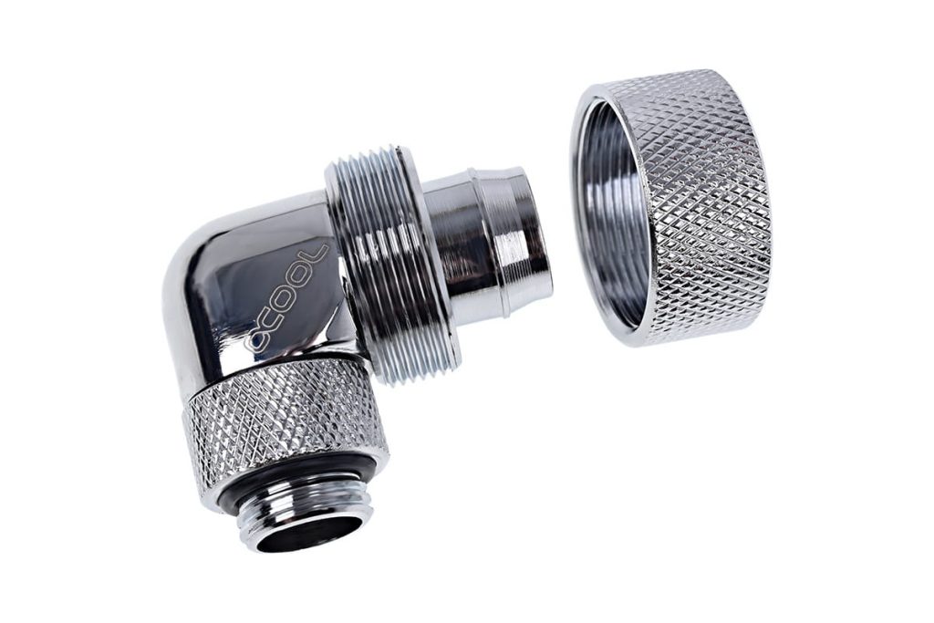 Alphacool Eiszapfen 19/13mm Compression Fitting 90degree Rotary G1/4 - Chrome