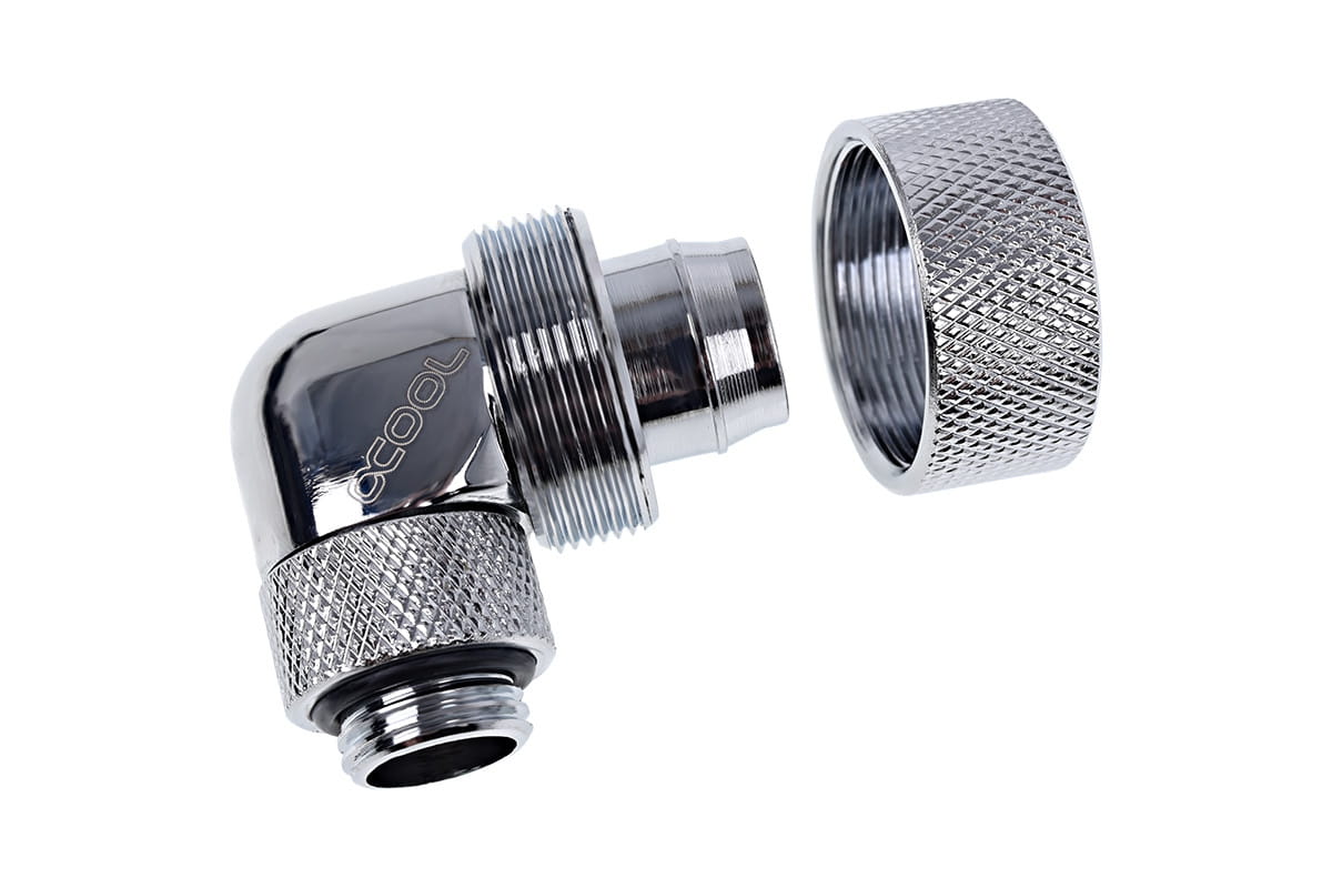 Alphacool Eiszapfen 19/13mm Compression Fitting 90degree Rotary G1/4 - Chrome