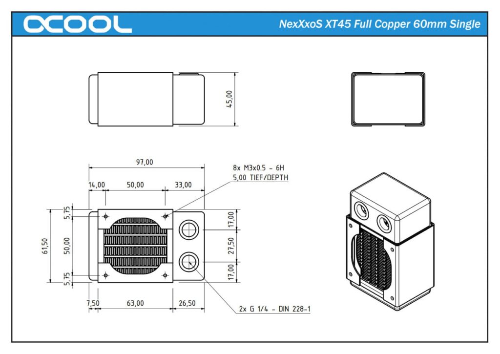 Alphacool NexXxoS XT45 Full Copper 60mm Single Radiator