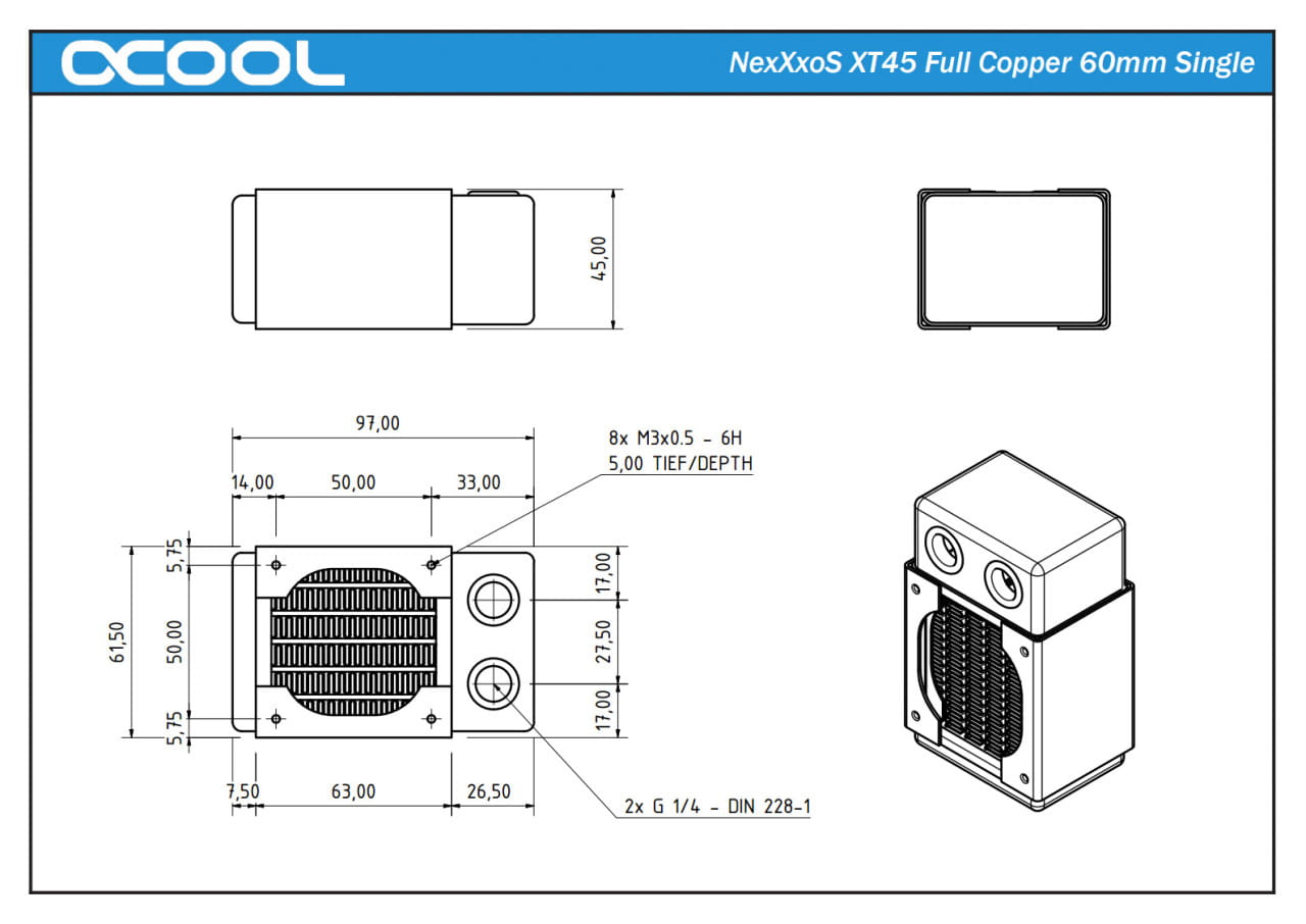 Alphacool NexXxoS XT45 Full Copper 60mm Single Radiator