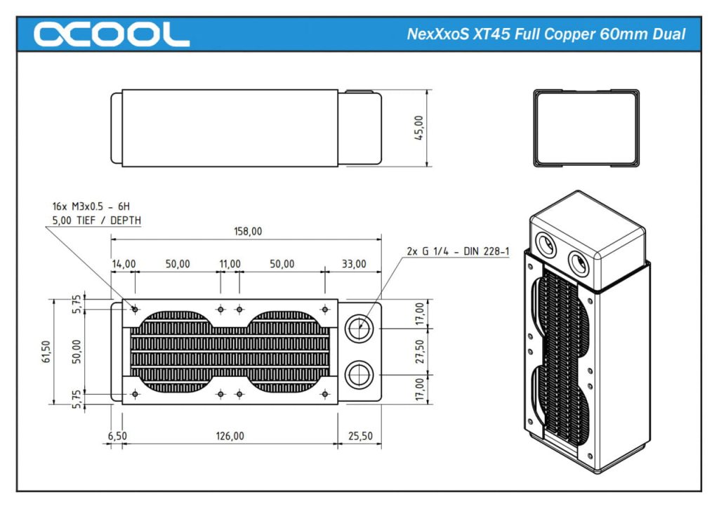 Alphacool NexXxoS XT45 Full Copper 60mm Dual Radiator
