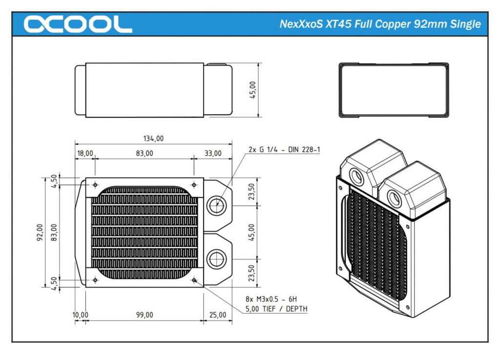 Alphacool NexXxoS XT45 Full Copper 92mm Single Radiator
