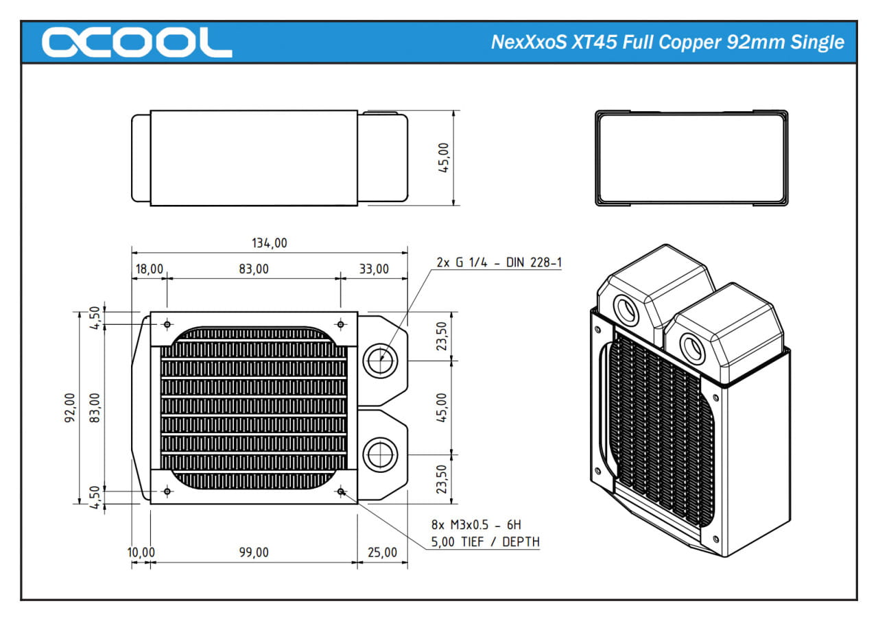Alphacool NexXxoS XT45 Full Copper 92mm Single Radiator