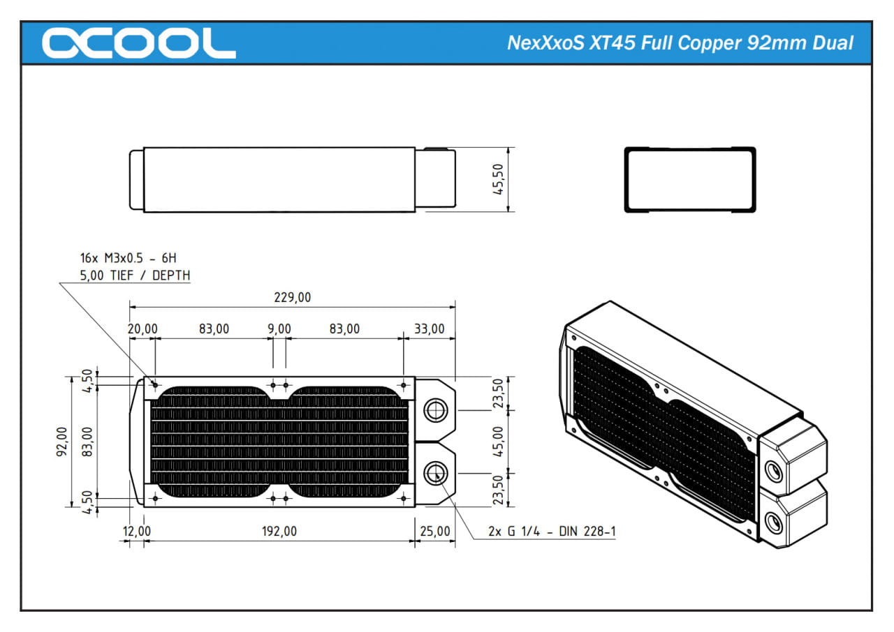 Alphacool NexXxoS XT45 Full Copper 92mm Dual Radiator