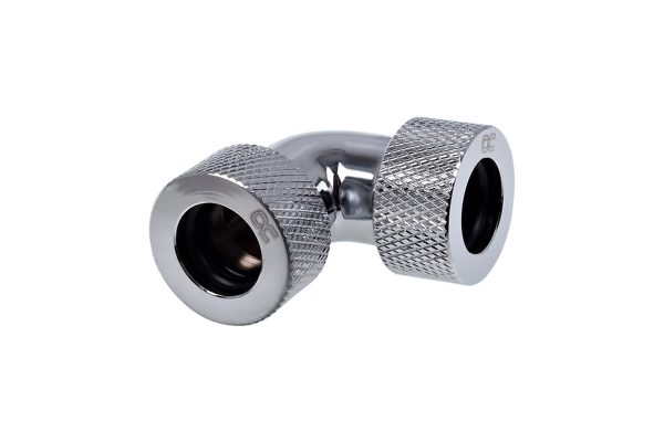 Alphacool HT 13mm HardTube Compression Fitting 90degree L-connector for rigid tubes – knurled – Chrome