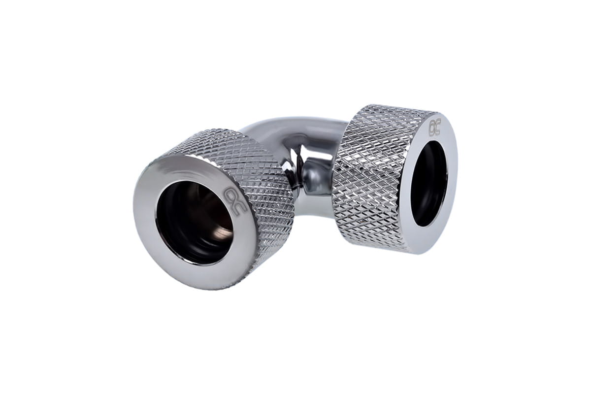 Alphacool HT 13mm HardTube Compression Fitting 90degree L-connector for rigid tubes - knurled - Chrome : image 1