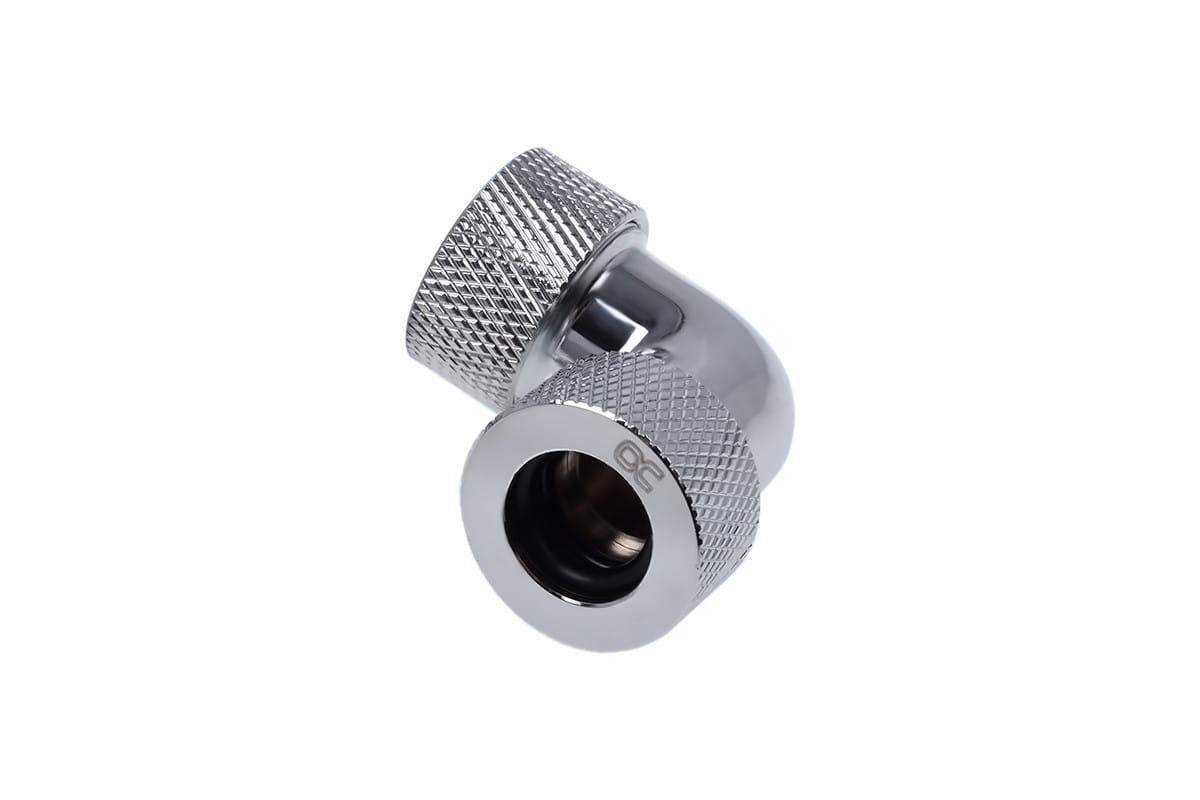 Alphacool HT 13mm HardTube Compression Fitting 90degree L-connector for rigid tubes - knurled - Chrome : image 2