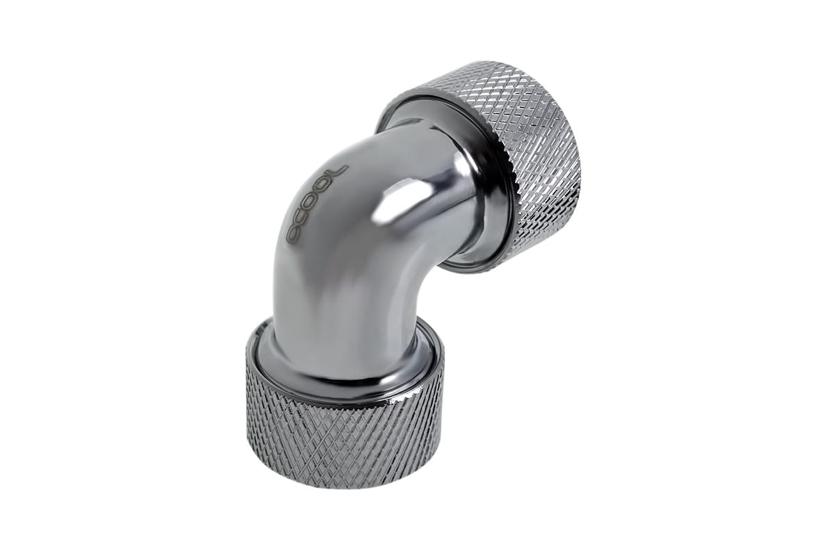 Alphacool HT 13mm HardTube Compression Fitting 90degree L-connector for rigid tubes - knurled - Chrome : image 3