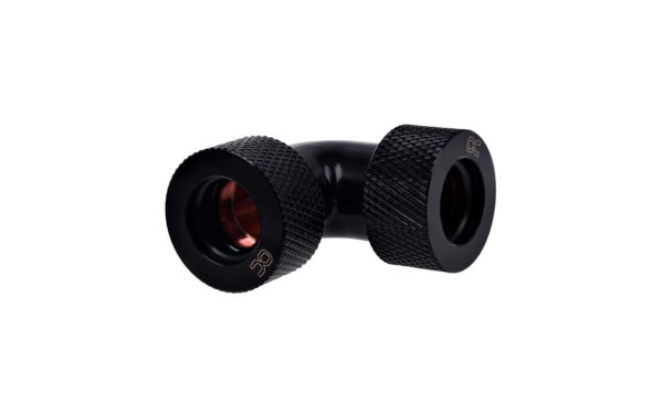 Alphacool HT 13mm HardTube Compression Fitting 90degree L-connector for for rigid tubes – knurled – Deep Black