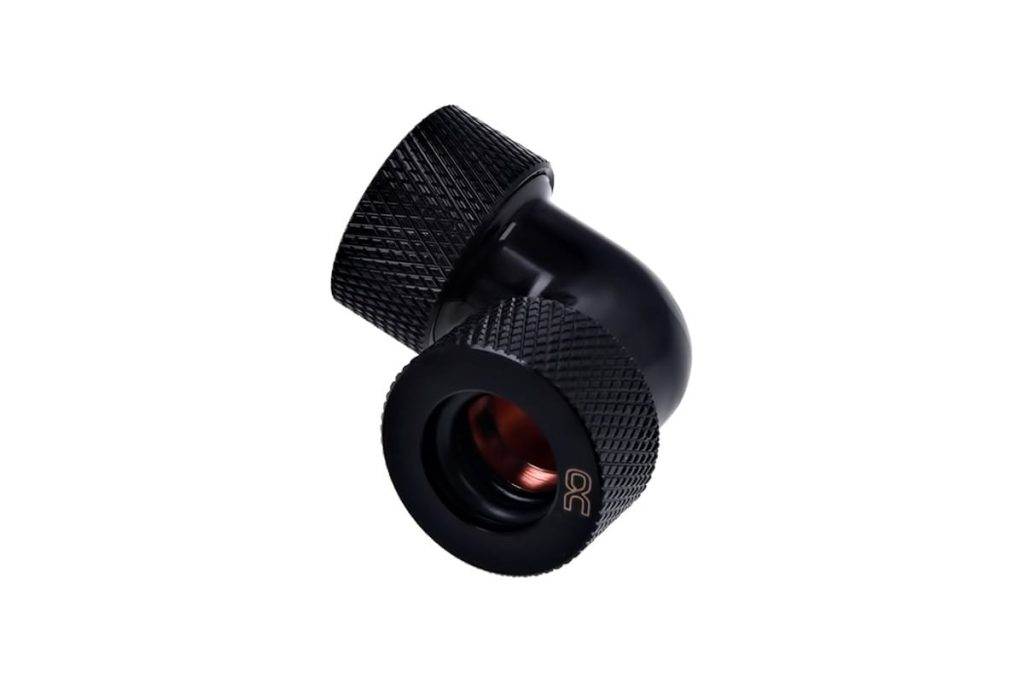 Alphacool HT 13mm HardTube Compression Fitting 90degree L-connector for for rigid tubes - knurled - Deep Black