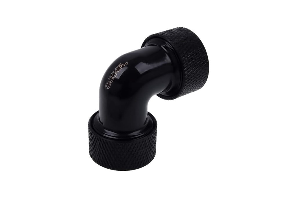 Alphacool HT 13mm HardTube Compression Fitting 90degree L-connector for for rigid tubes - knurled - Deep Black