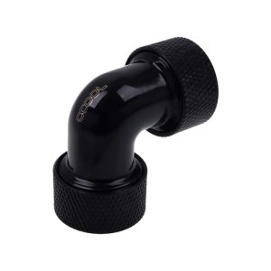 Alphacool HT 13mm HardTube Compression Fitting 90degree L-connector for for rigid tubes - knurled - Deep Black