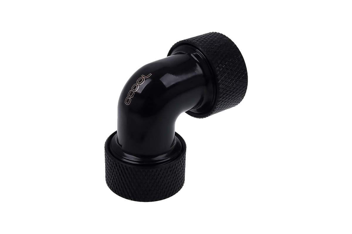 Alphacool HT 13mm HardTube Compression Fitting 90degree L-connector for for rigid tubes - knurled - Deep Black