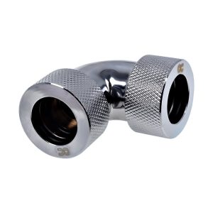 Alphacool HT 16mm HardTube Compression Fitting 90degree L-connector for rigid tubes - knurled - Chrome