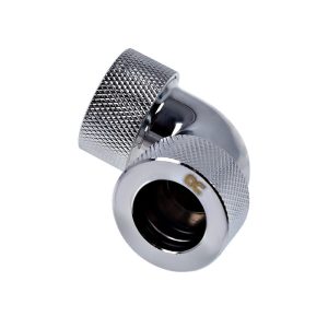 Alphacool HT 16mm HardTube Compression Fitting 90degree L-connector for rigid tubes - knurled - Chrome