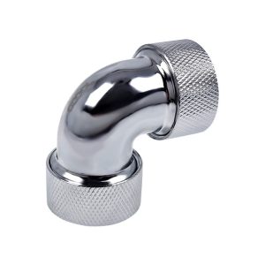 Alphacool HT 16mm HardTube Compression Fitting 90degree L-connector for rigid tubes - knurled - Chrome