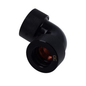 Alphacool HT 16mm HardTube Compression Fitting 90degree L-connector for rigid tubes - knurled - Deep Black