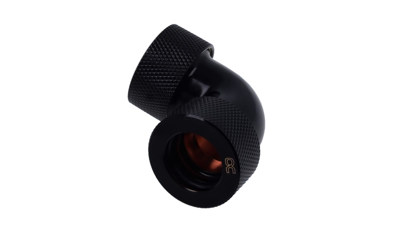 Alphacool HT 16mm HardTube Compression Fitting 90degree L-connector for rigid tubes - knurled - Deep Black
