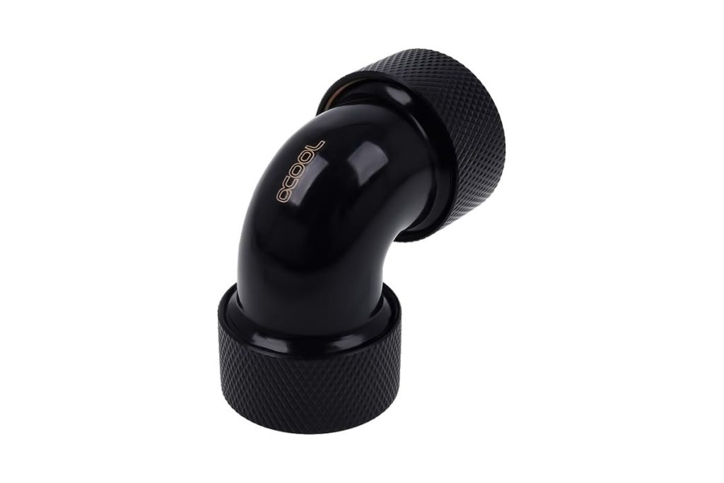 Alphacool HT 16mm HardTube Compression Fitting 90degree L-connector for rigid tubes - knurled - Deep Black