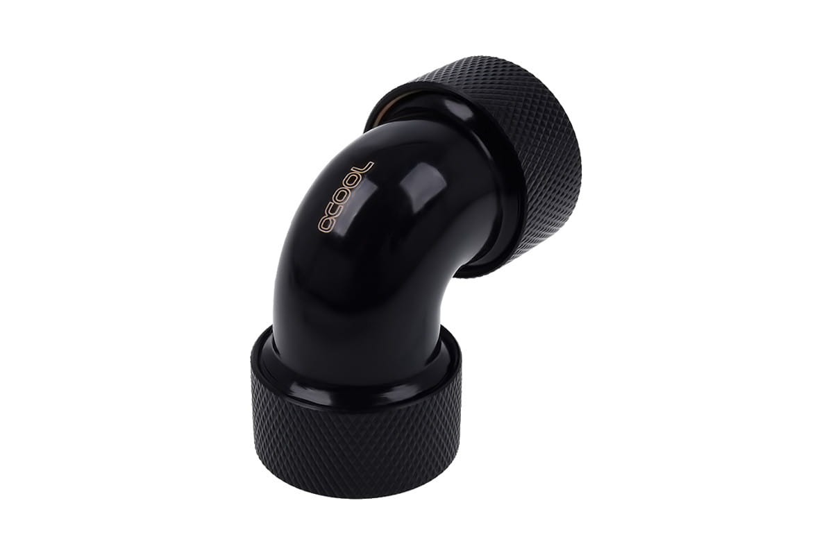 Alphacool HT 16mm HardTube Compression Fitting 90degree L-connector for rigid tubes - knurled - Deep Black