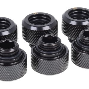 Alphacool Eiszapfen 13mm HardTube Compression Fitting G1/4 for rigid tubes - knurled - Deep Black Six Pack : image 1