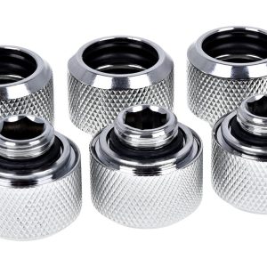 Alphacool Eiszapfen 16mm HardTube Compression Fitting G1/4 for rigid tubes - knurled - Chrome Six Pack