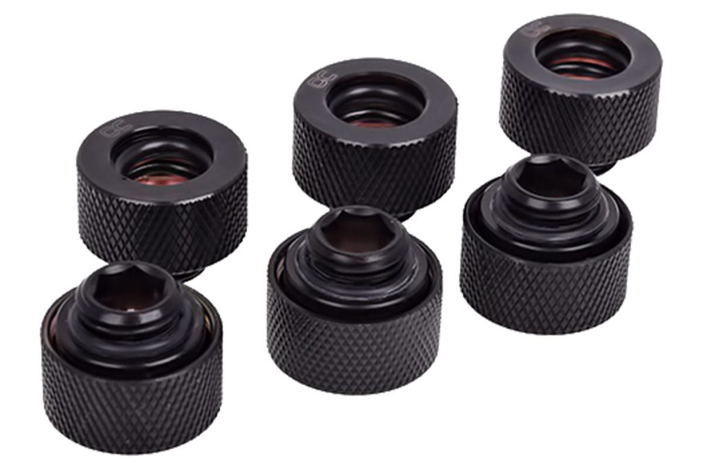 Alphacool HT 13mm HardTube for plexi- brass tubes - knurled - deep black sixpack : image 1