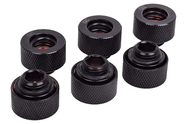 Alphacool HT 13mm HardTube for plexi- brass tubes – knurled – deep black sixpack