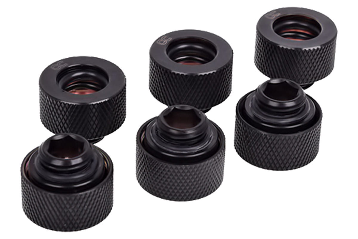 Alphacool HT 13mm HardTube for plexi- brass tubes - knurled - deep black sixpack : image 1