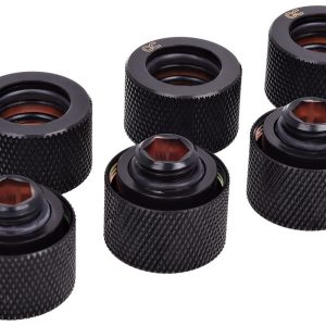 Alphacool HT 16mm HardTube compression fitting G1/4 - knurled - deep black sixpack