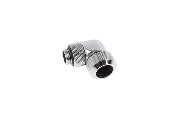 Alphacool Eiszapfen 13mm HardTube Compression Fitting 90degree Rotary G1/4 for rigid tubes – knurled – Chrome
