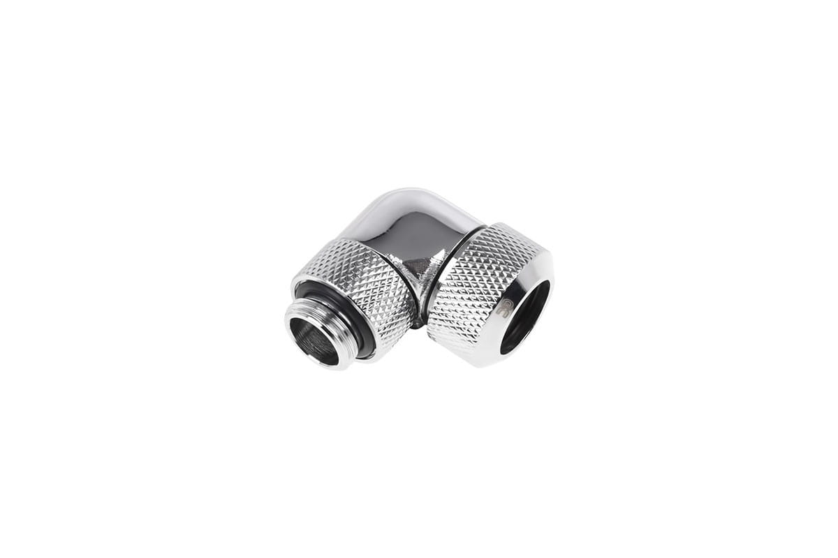 Alphacool Eiszapfen 13mm HardTube Compression Fitting 90degree Rotary G1/4 for rigid tubes - knurled - Chrome
