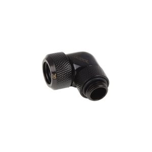 Alphacool Eiszapfen 13mm HardTube Compression Fitting 90degree Rotary G1/4 for rigid tubes - knurled - Deep Black : image 1