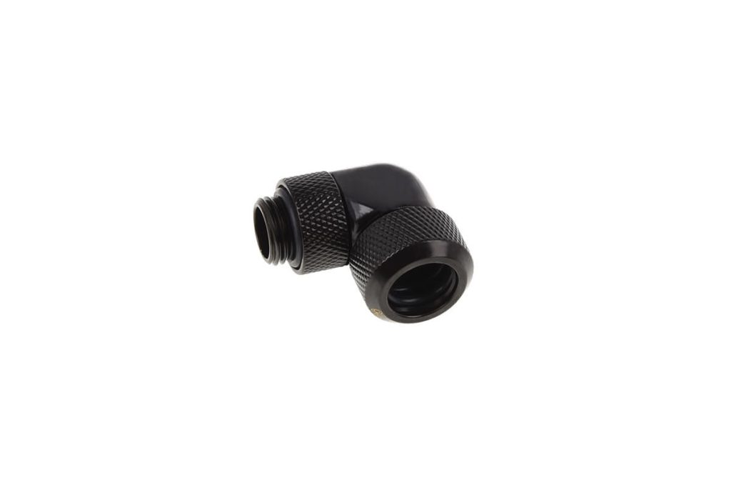 Alphacool Eiszapfen 13mm HardTube Compression Fitting 90degree Rotary G1/4 for rigid tubes - knurled - Deep Black : image 2