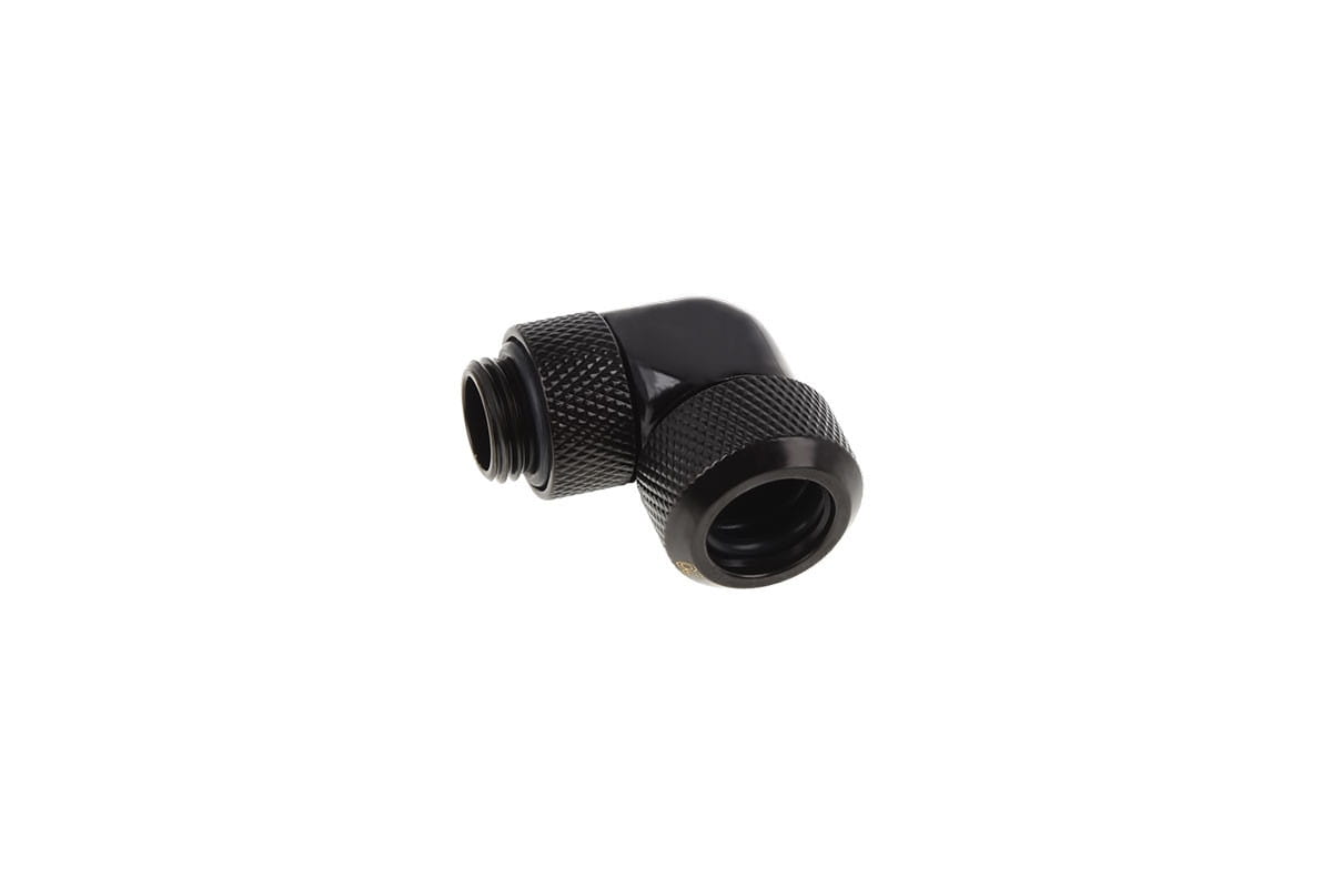 Alphacool Eiszapfen 13mm HardTube Compression Fitting 90degree Rotary G1/4 for rigid tubes - knurled - Deep Black : image 2