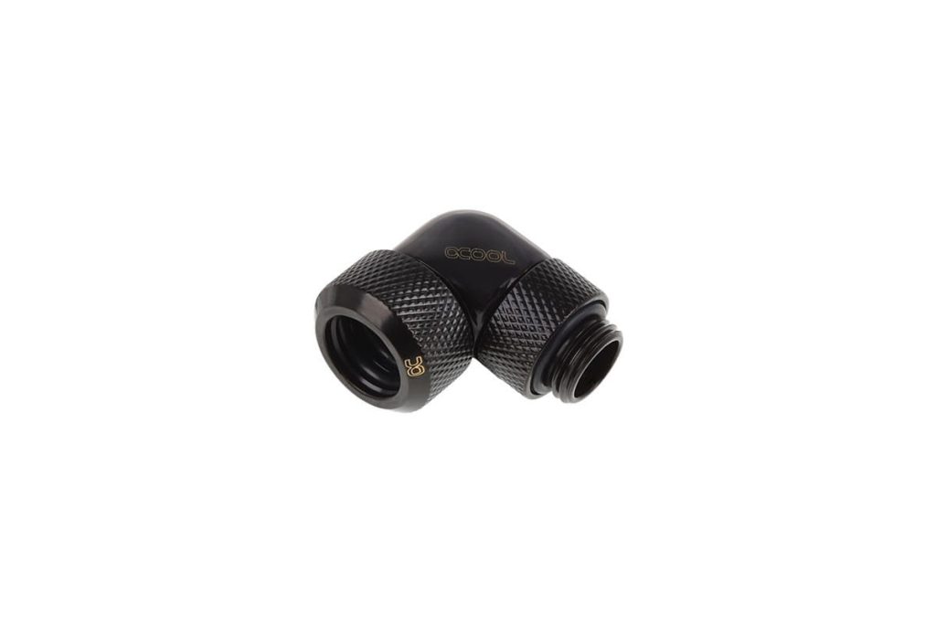 Alphacool Eiszapfen 13mm HardTube Compression Fitting 90degree Rotary G1/4 for rigid tubes - knurled - Deep Black : image 3