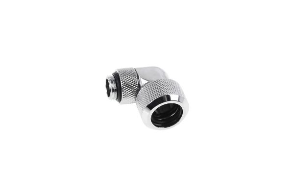 Alphacool Eiszapfen 16mm HardTube Compression Fitting 90degree Rotary G1/4 for rigid tubes – knurled – Chrome