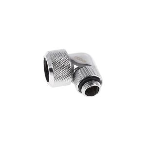 Alphacool Eiszapfen 16mm HardTube Compression Fitting 90degree Rotary G1/4 for rigid tubes - knurled - Chrome
