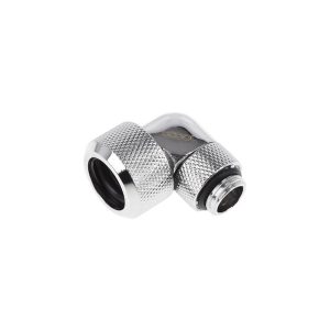 Alphacool Eiszapfen 16mm HardTube Compression Fitting 90degree Rotary G1/4 for rigid tubes - knurled - Chrome